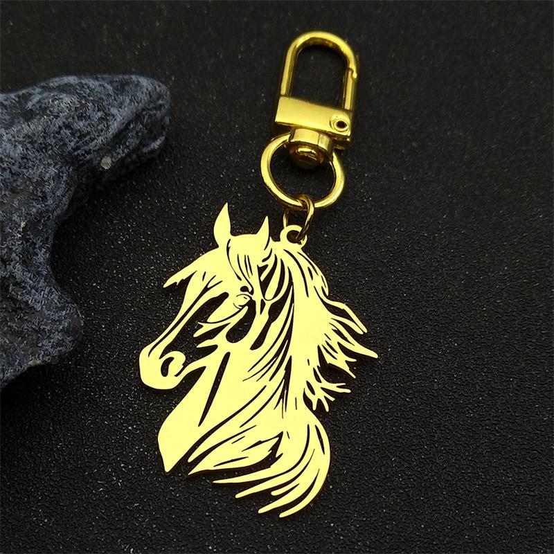 Hiphop Horse Pony Head Animal For Women Men Stainless Steel Gold Silver Male Bag Charm Jewelry Gifts Bag Charm