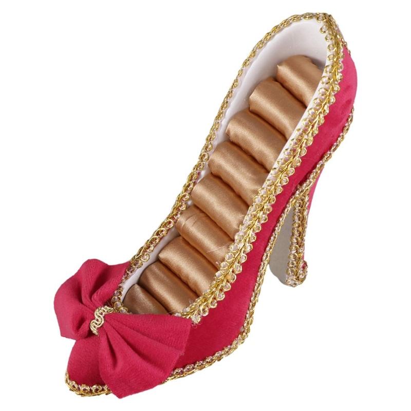 Sparkling Shoe Shape Jewelry Holder Stand with Multiple Storage Compartments Suitable for Earrings Rings and Necklaces