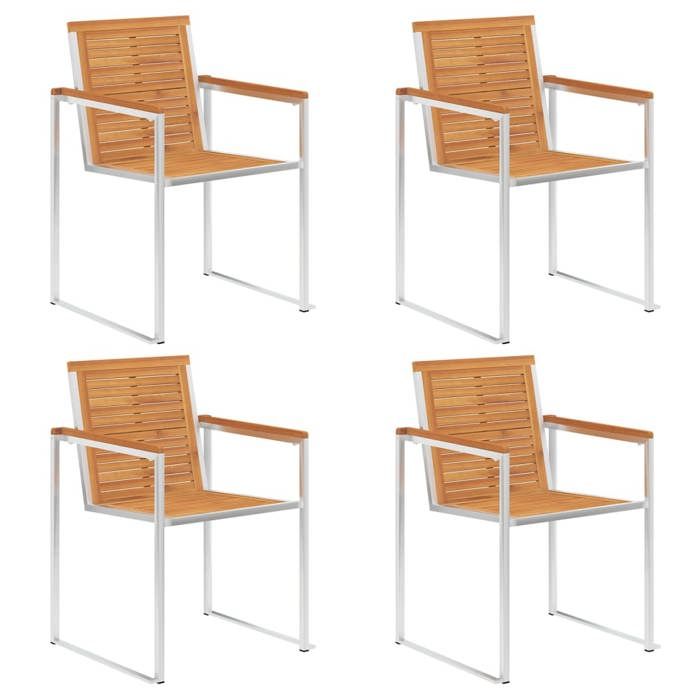Maison Exclusive - Chaises de jardin lot de 4 avec coussins Bois d'acacia massif