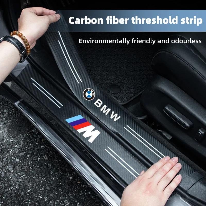 4Pcs Car Door Threshold Carbon Fiber Scuff Plate Sticker Accessories For BMW Performance F25 F26 F15 F16 E90 E91 E92 E60 E84 CM5
