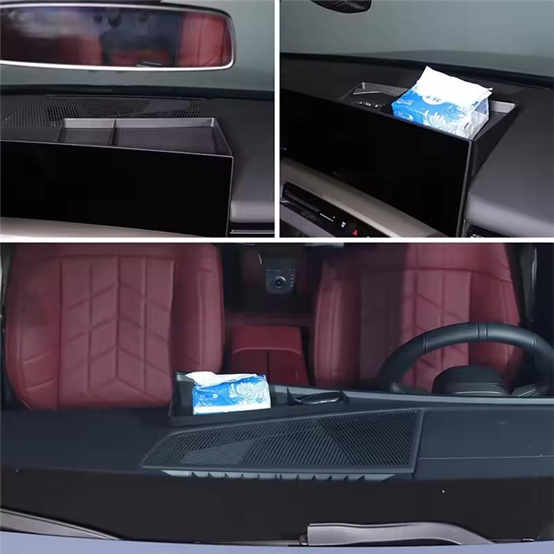 ABLZ-For BMW 5 Series G60 2024 Car Central Control Navigation Screen Rear Storage Box Mobile Phone Tray Accessories