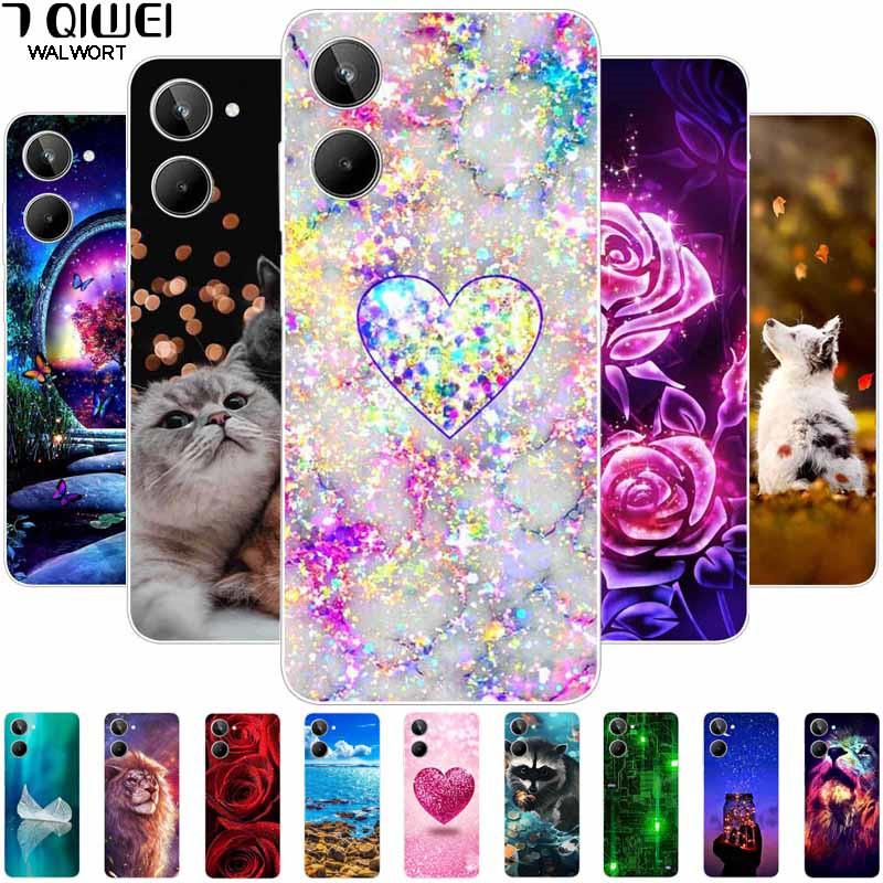 For Realme 10 4G Case 6.4'' Soft TPU Cats Lions Protection Silicone Phone Covers for Realme 10 Case 2022 Clear Realme10 RMX3630
