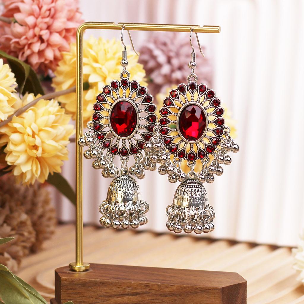 Retro Diamond-Encrusted Bells, Water Drop Ear Hooks, Light Luxury Bohemian Style Fashion Temperament Earrings