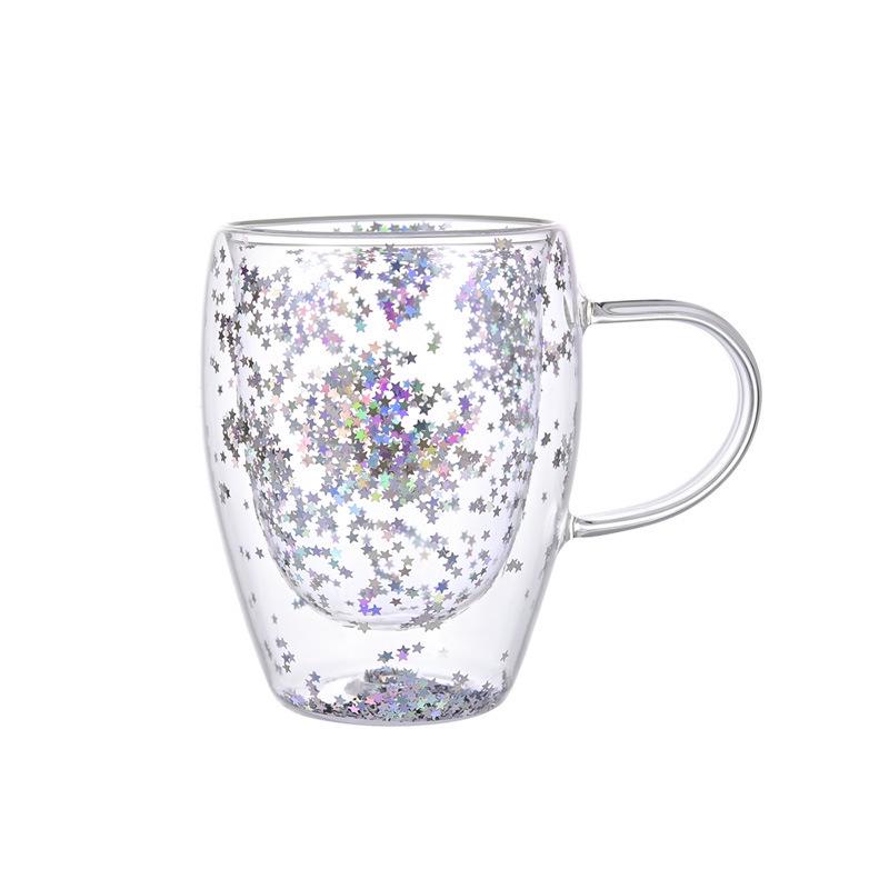 Starry Sky Double-Layer High Borosilicate Glass Cup - Heat Resistant Milk Coffee Cup 350ml