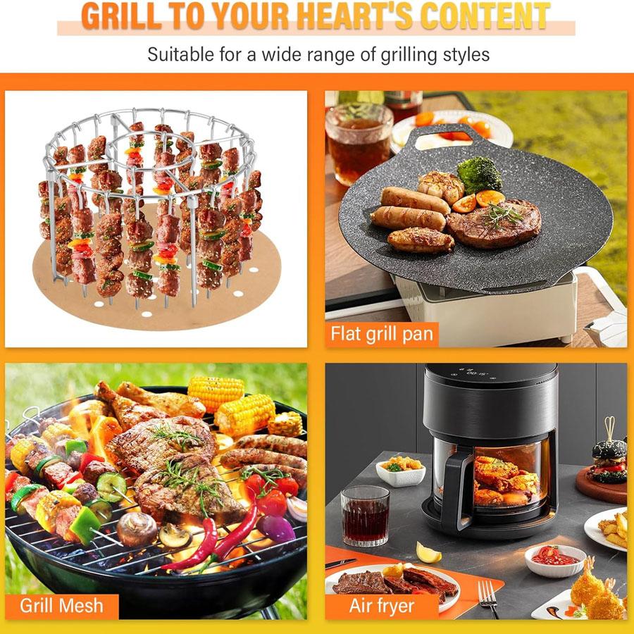 D5 Air Fryer Stainless Steel Vertical BBQ Grill Rack Detachable String Grill Vertical Barbecue Skewer Bracket 24 Baking Needle