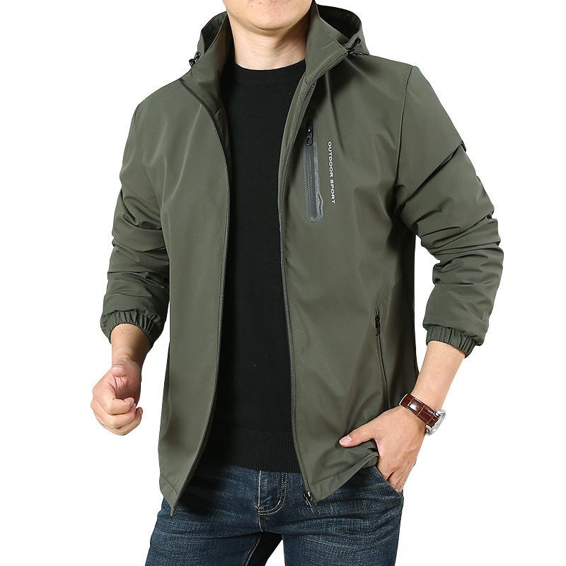 Autumn and Winter Fleece Jacket Men's New Casual Outdoor Hooded Stand-up Collar Elastic Quick-drying Jacket