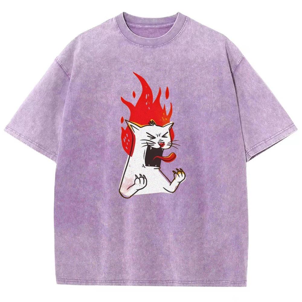 Angry Cat Cool Silly Cat Meme T-Shirt Stylish Top Men Women Short Sleeve Oversized T-shirts Summer Sport Loose T Shirt