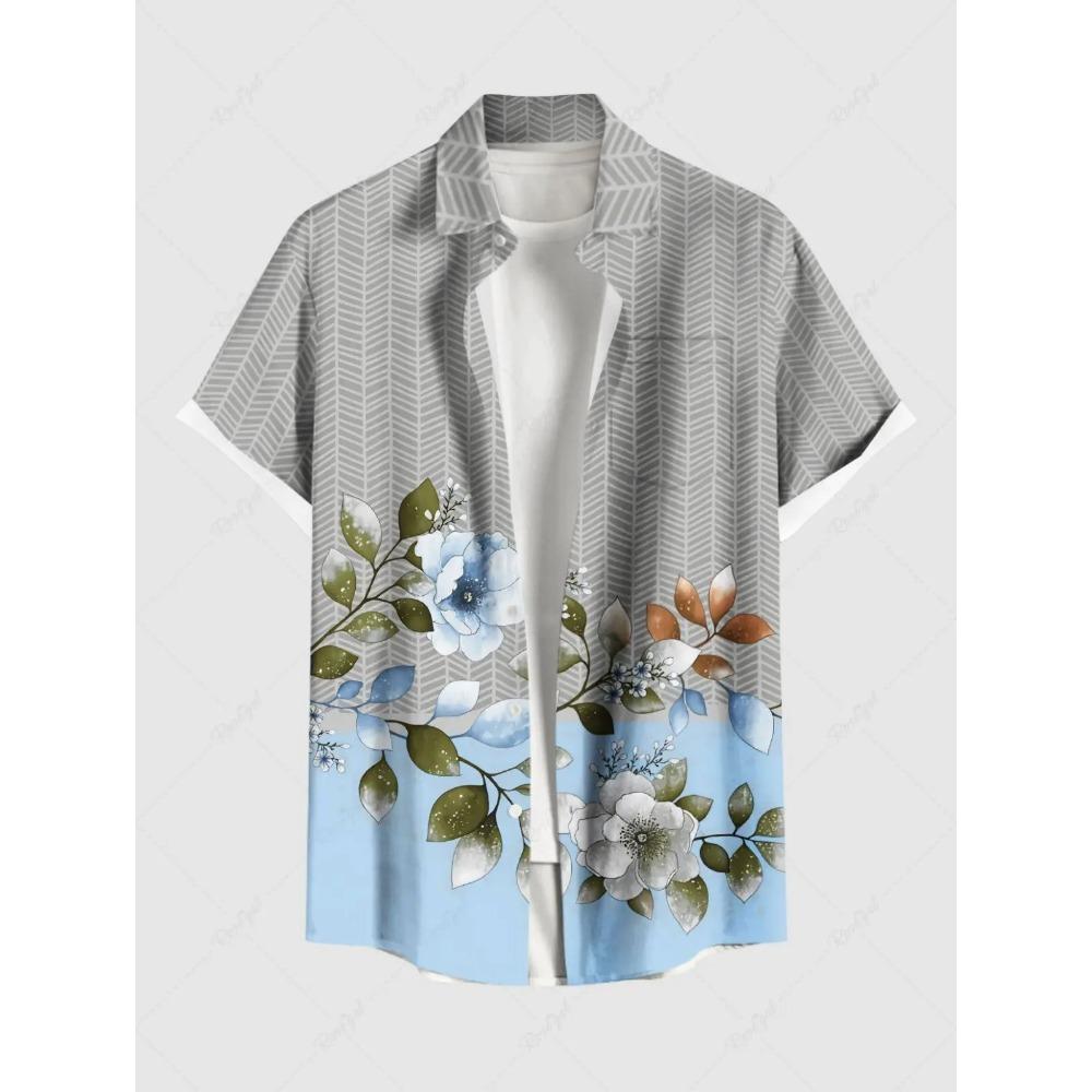 Summer Adds 3D Printed Hawaiian Shirts with Buttons, Beach Vacation Shirts, Short-sleeved Shirts and Casual Shirts for Men