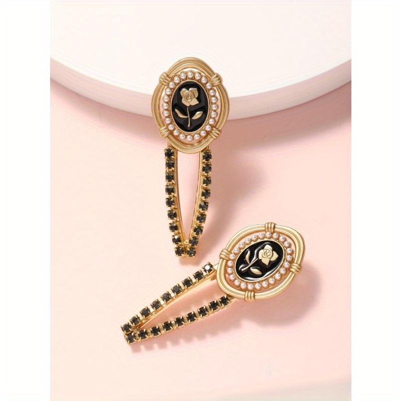 2pcs Rhinestone Decor Hair Clip Elegant Valentine's Day Valentines Claw Clips Hair Claws Hair Barrettes