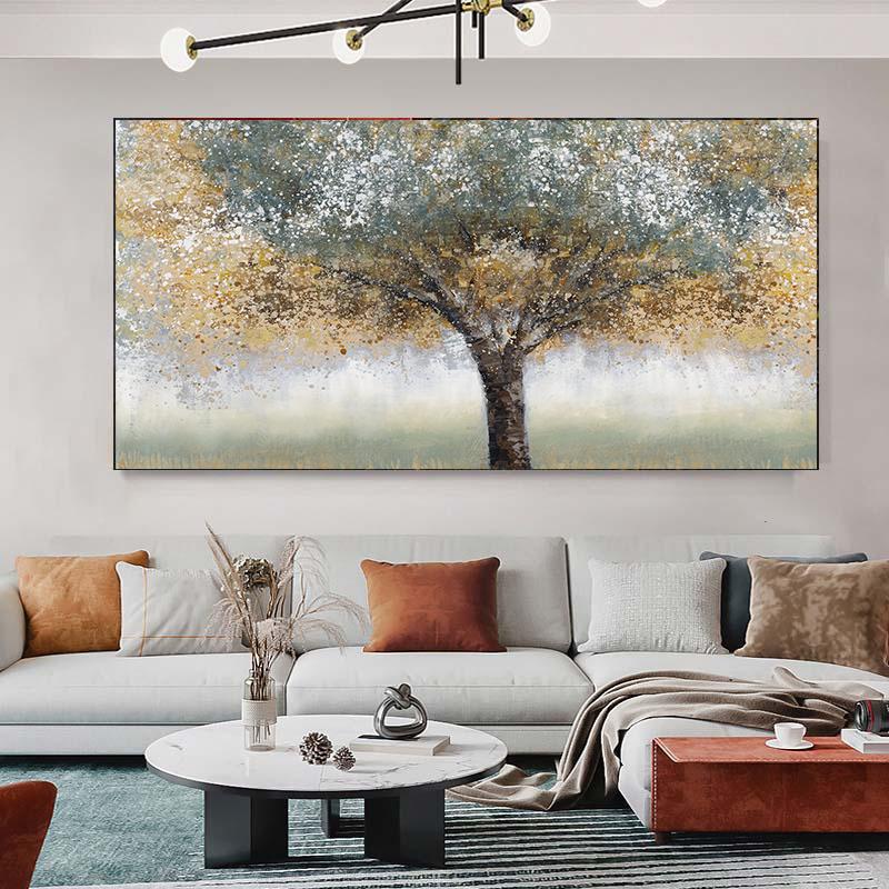 Abstract Tree Painting Print On Canvas Wall Art Poster Decor Modern Landscape Picture for Living Room Home Decoration