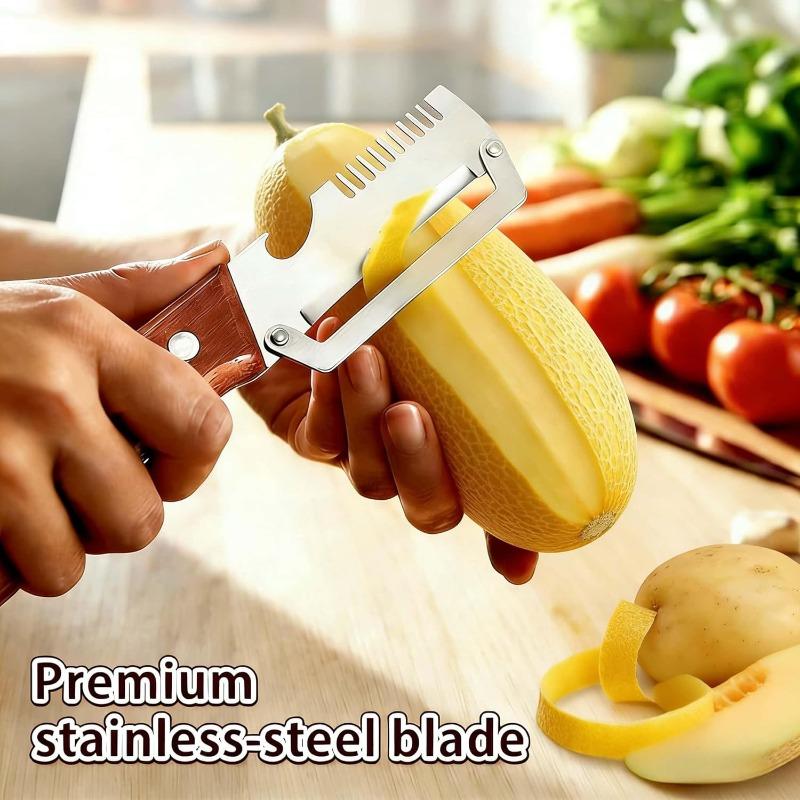 Easy Grip Non-Slip Multifunctional 3-in-1 Stainless Steel Peeler Vegetable & Fruit Slicer Shredder Kitchen Tool for Shredding