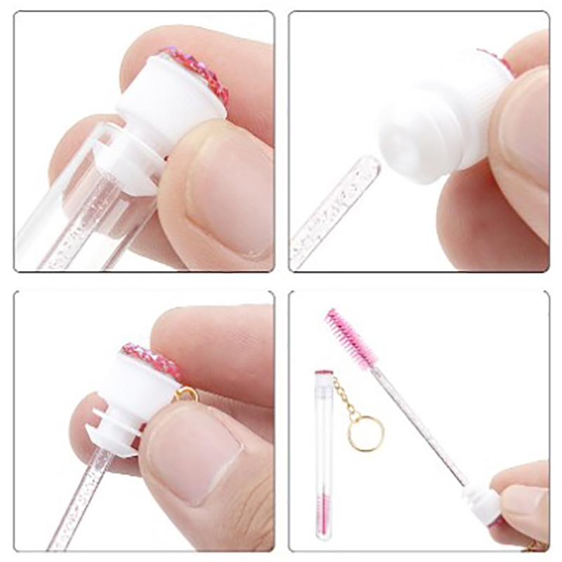 Eyelash Brush With Tube Keychain Resin Drill Eyebrow Mascara Wand Applicator