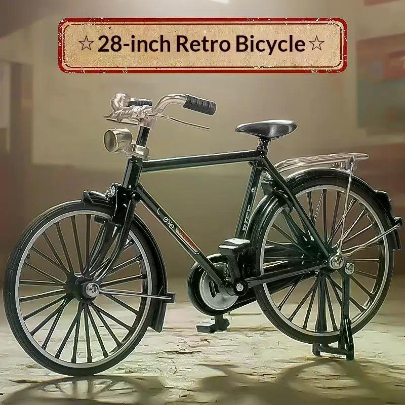 1 Set Simulation Collection Gifts 1:10 Model Mini Retro Alloy Bicycle Diecast Mountain Metal Bike With Inflation Pump Toys