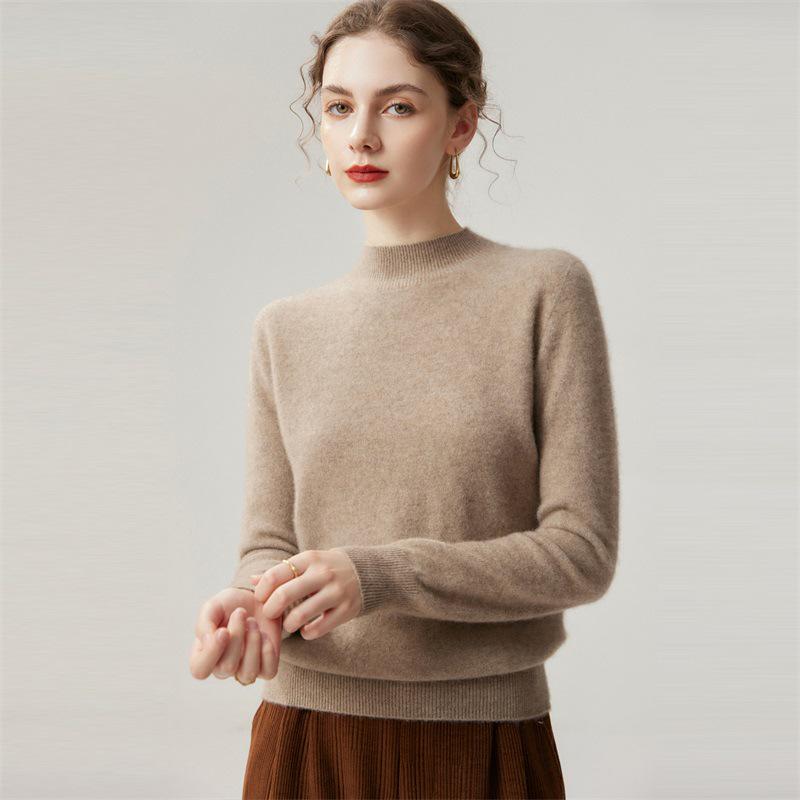 100% Cashmere 12-Gauge Flat Knit Half-High Neck Base Layer