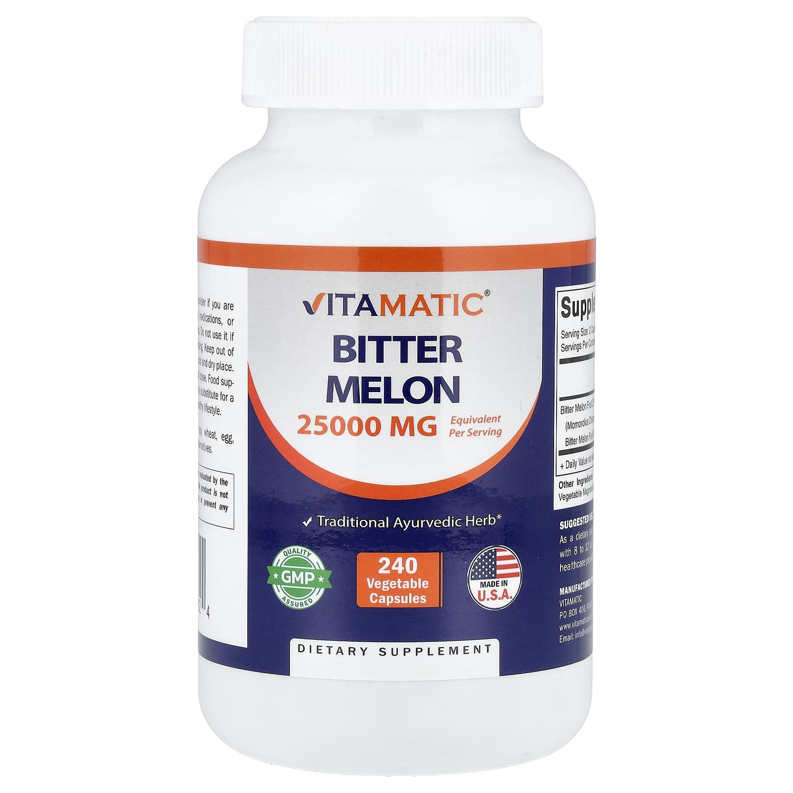 

Vitamatic, Bitter Melon, Veggie Capsules, 240 Capsules (500mg per capsule)