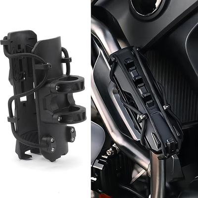 1pc Black Motorcycle Cup Holder Bumper Water Bottle Holder 360-degree Adjustment Expandable Design for Bike Motorbike ATV