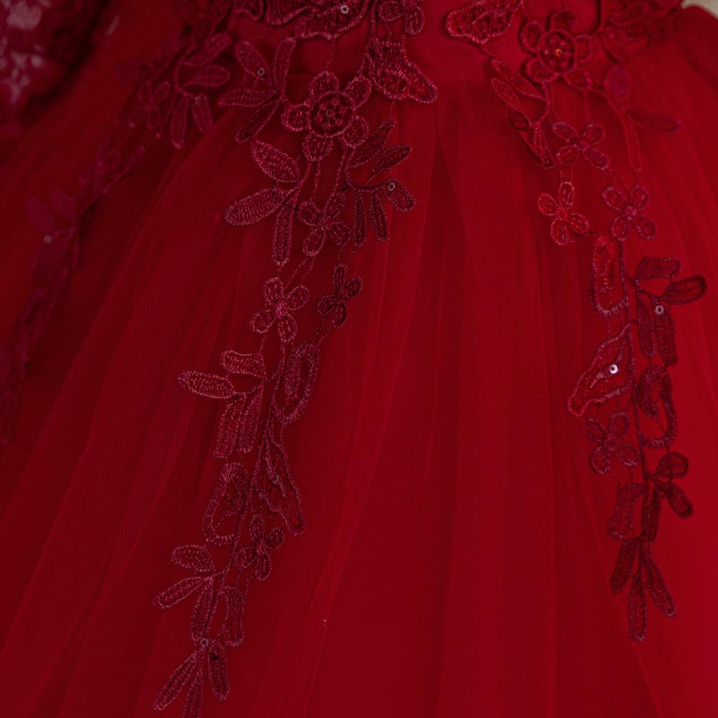 Wedding Flower Girls Dress Toddler Baptism 1st Birthday Dress Baby Girl Clothes Princess Wedding Lace Party Kids Costume T6035