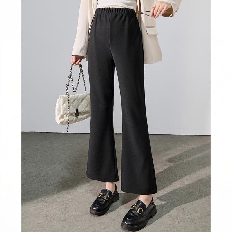 Petite Maternity Drawstring Slimming Micro Flare Pants with Winter Velvet M