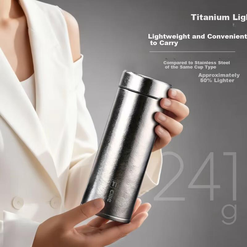 Xile Pure Titanium Insulated Tea Water Bottle with Tea Separation, Titanium Cup for Men, High-End Business Gift for Elders, Steeping Tea Cup