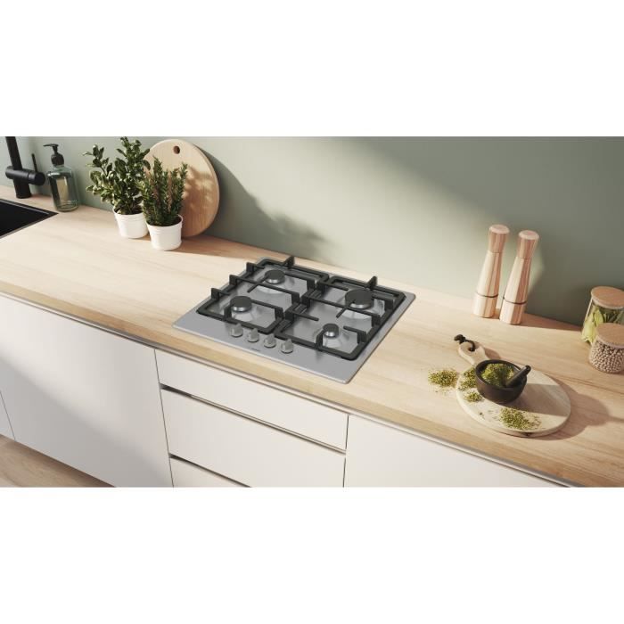 Gas-Kochfeld - BOSCH Serie 4 - 4 Kochzonen - 52 x 58,2 x 4,5 cm - PGP6B5K90 - Edelstahl