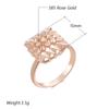 Square Glossy  Rose Gold Color Rings For Women Unusual Creative Hollow Flower Ethnic Bride Vintage Jewelry