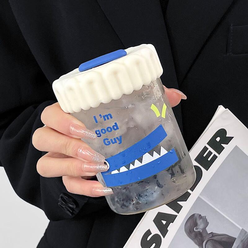 Dile Bear Glass Coffee & Milk Tea Cup with Lid and Straw
