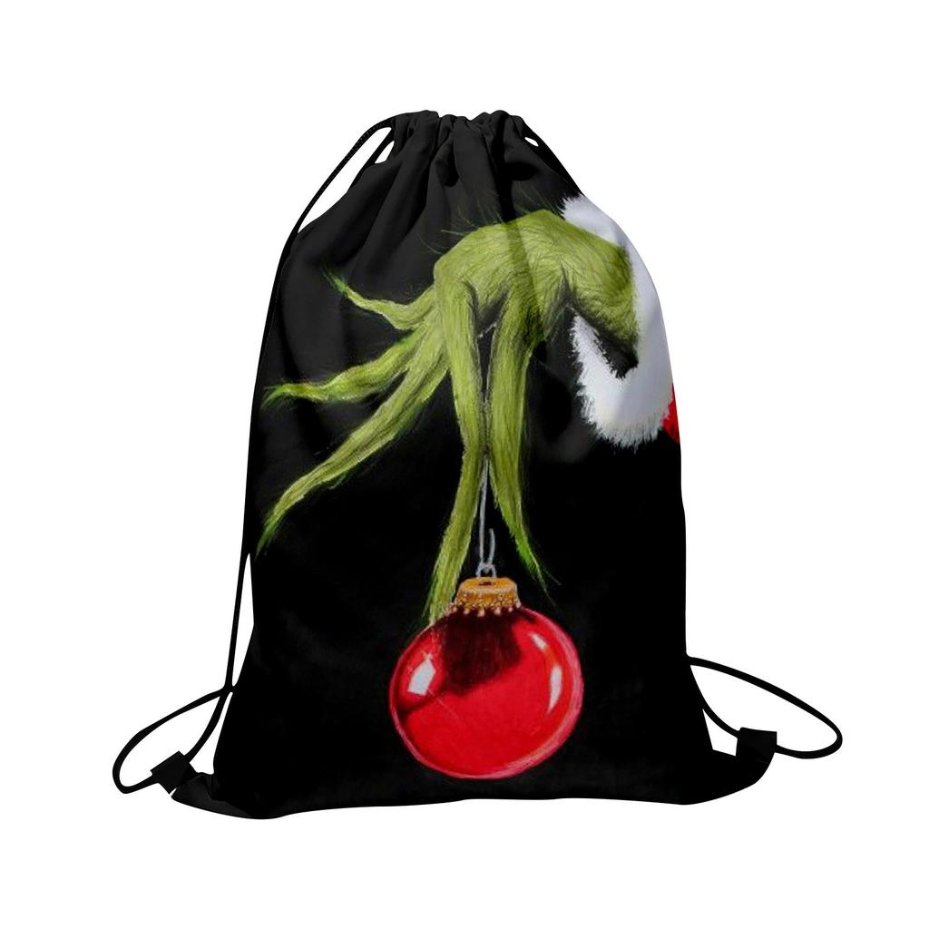 Christmas Double Sided Print New Year Gift Bag Drawstring Pocket Christmas Backpack