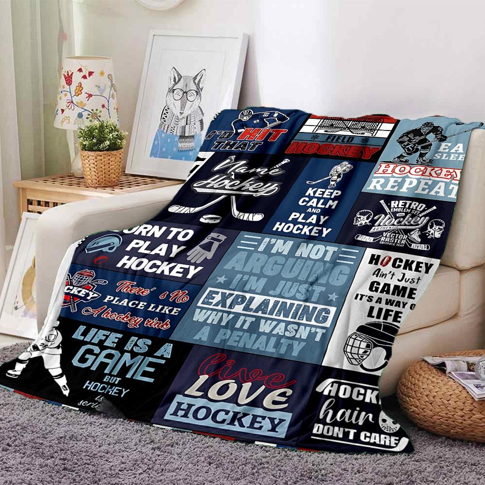 Hockey Quotes And Designs For Sports Enthusiasts Cozy Customize Your Name Soft Warm Cozy Versatile For Sofa Couch Office Bed Picnics For All Occasions
