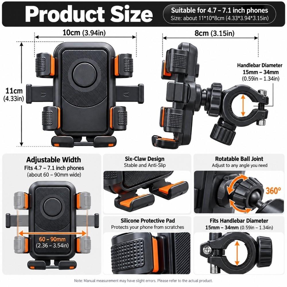 Anti Slip Handlebar Phone Mount Universal Phone Bracket for iPhone/Xiaomi/Samsung for Riding