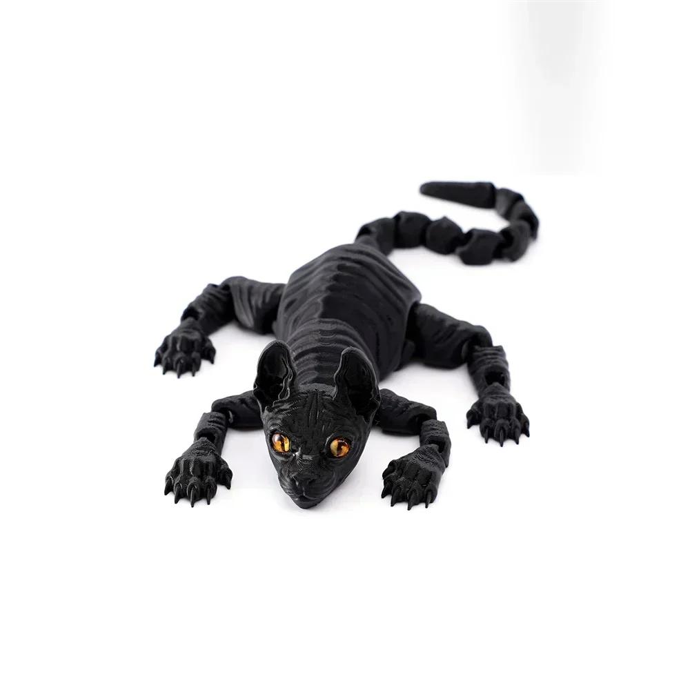 Boy Gift  3D Printed Sphynx Cat Realistic Hairless Cat Figurine Cute Gifts for Boy Articulated Fidget Toys for Lovers Home Decor
