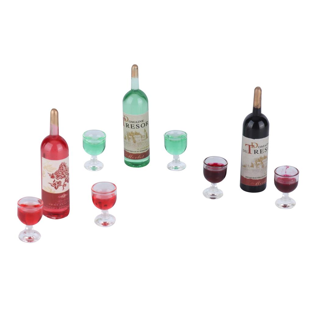 Miniature Dollhouse Wine Bottle Set Dollhouse Decoration Pretend Play Funny Mini Toy Set for Party