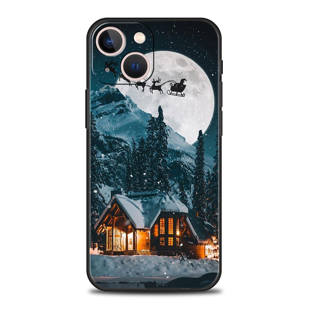 Christmas Graphic Printed Luxury Phone Case For iPhone 13 15 14 12 Mini 11 Pro MAX XR X SE XS 7 8 Plus Silicone Black Cover