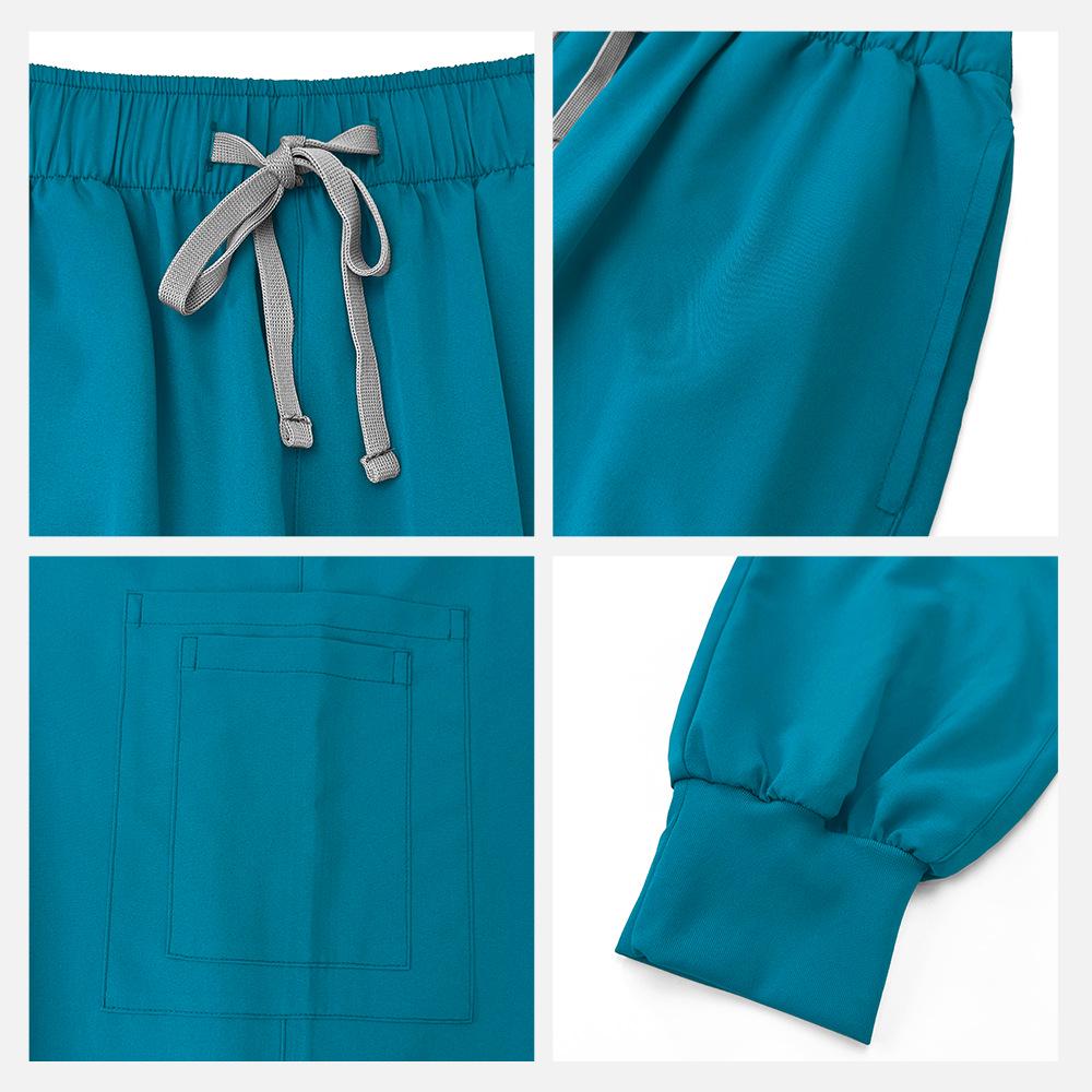 Conjunto de Pijama Cirúrgico Feminino de Manga Curta Stretch e Avental Cirúrgico de Isolamento para Uso Médico e Odontológico