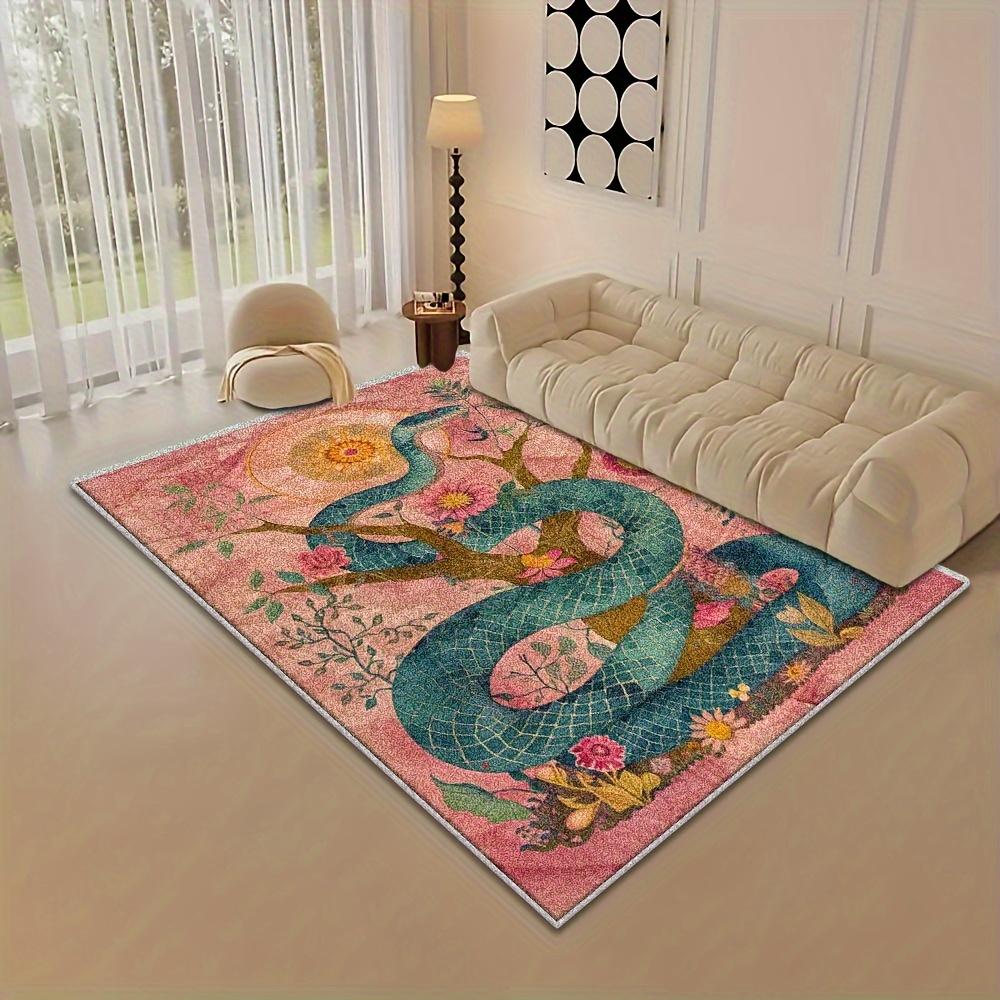 Snake Pattern Design Mat Non Slip Soft Comfortable Polyester Machine Washable Indoor Outdoor Living Room Bedroom Balcony
