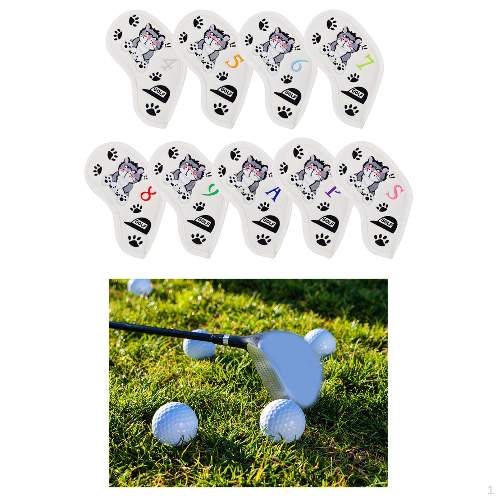 9Pcs PU Golf Iron Covers Set Outdoor Sports for Golfers Club Headcover