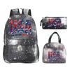 Modisches Fußballliebhaber 3-teiliges Set Vintage England USA Buchstaben Druck Lunchtaschen Rucksack 3-teilige Sets Jungen Mädchen Lässiger Rucksack Geschenke