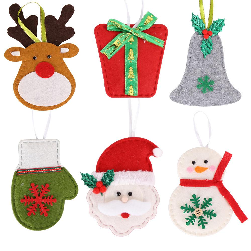 Charming Christmas Ornaments Nonwoven Fabric Hanging Decorations Featuring Santa Reindeer And Christmas Gifts