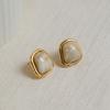 Vintage Coffee Color Square Resin Stud Earrings for Women Girls Fashion Metal Irregular Geometric Earrings Jewelry