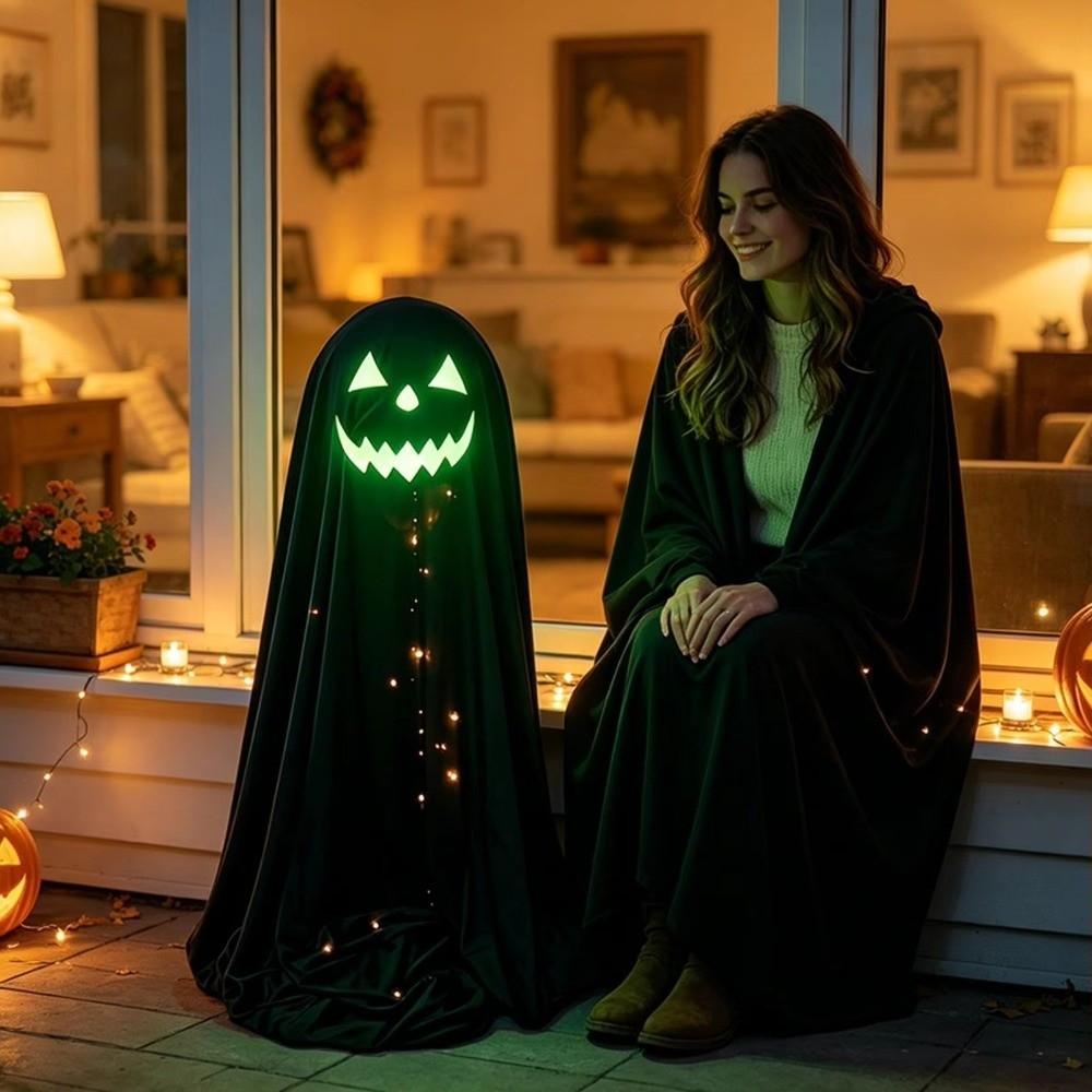 Adjustable Halloween Standing Ghost Decor Glowing Scary Ghost Figure Porch Yard Decor