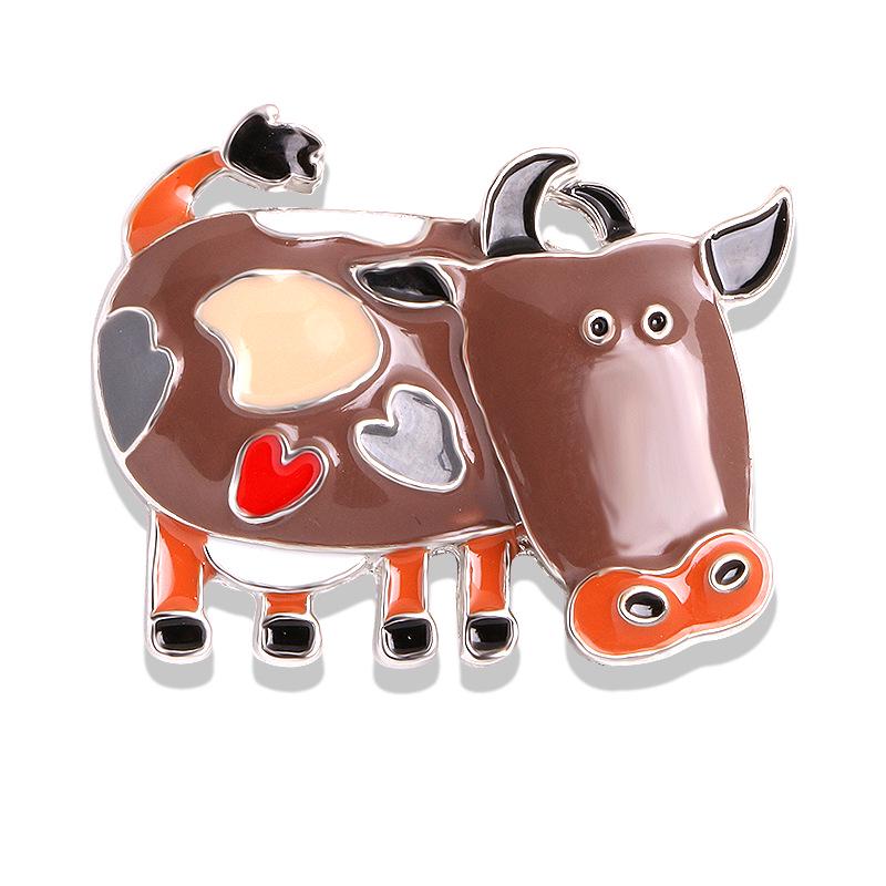 Cartoon Rhinestone Dairy Cow Brooch - Alloy Drip Oil Corsage Pin, Cute High-end Accessory