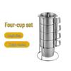 Shangqi Stainless Steel Matte Coffee Cups with Holder - Set of 2 (300ml Each)