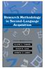 The Research Methodology In Second-Language Acquisition Book