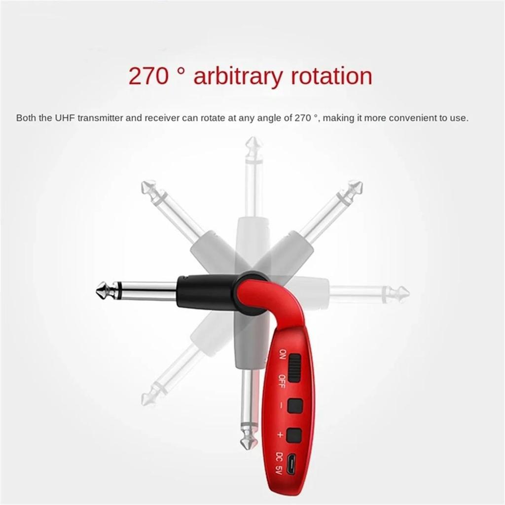 Drahtloses Gitarrensystem, UHF, wiederaufladbarer LED-Sender und -Empfänger für E-Gitarre