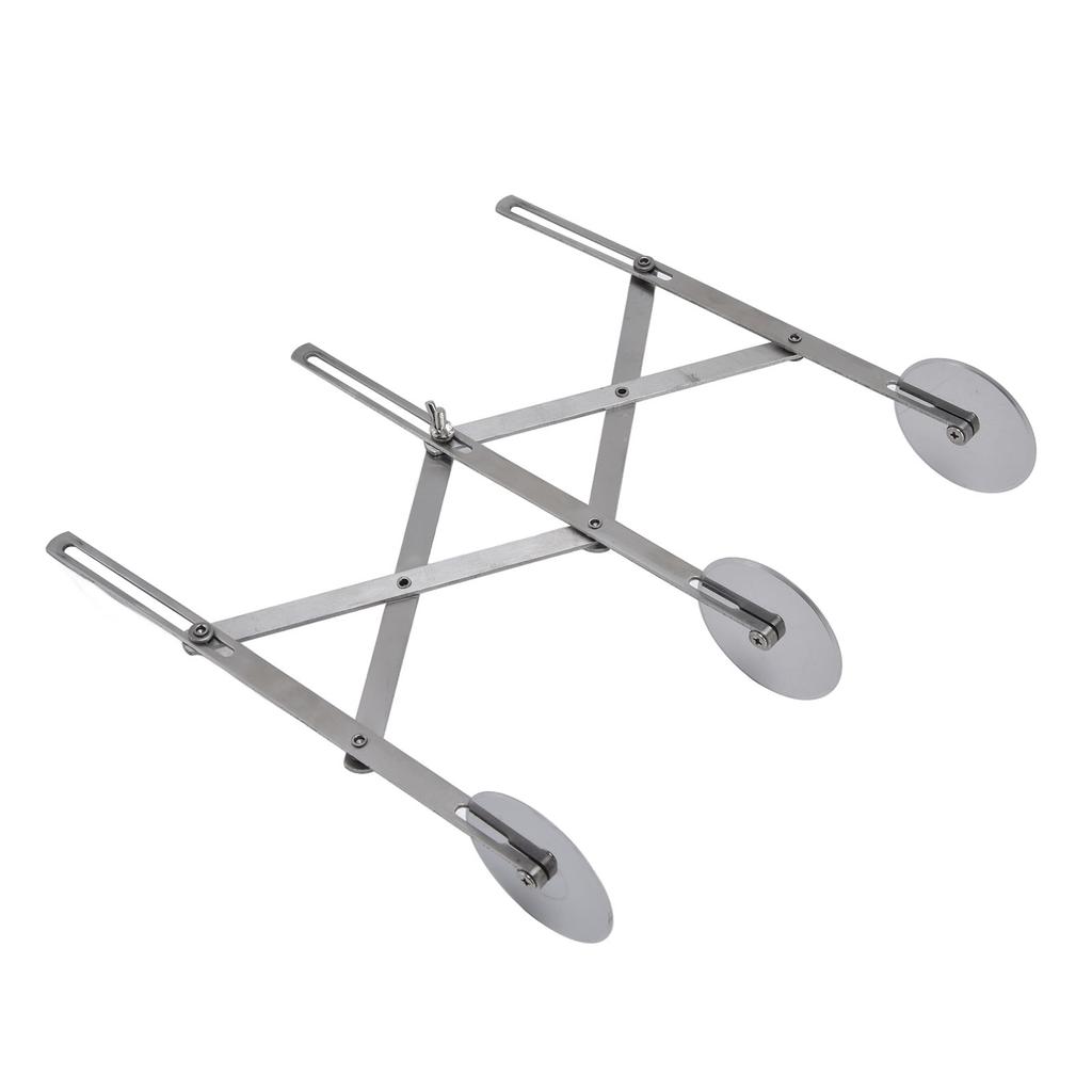 3 Rad Edelstahl Teigschneider Verstellbarer Erweiterter 3 Rad Teigschneider für Teig Pizza Backen Edelstahl