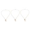 3 Pcs Clavicle Chain Exquisite Stylish Heart Pendant Copper Zircon Necklace for Dating Party