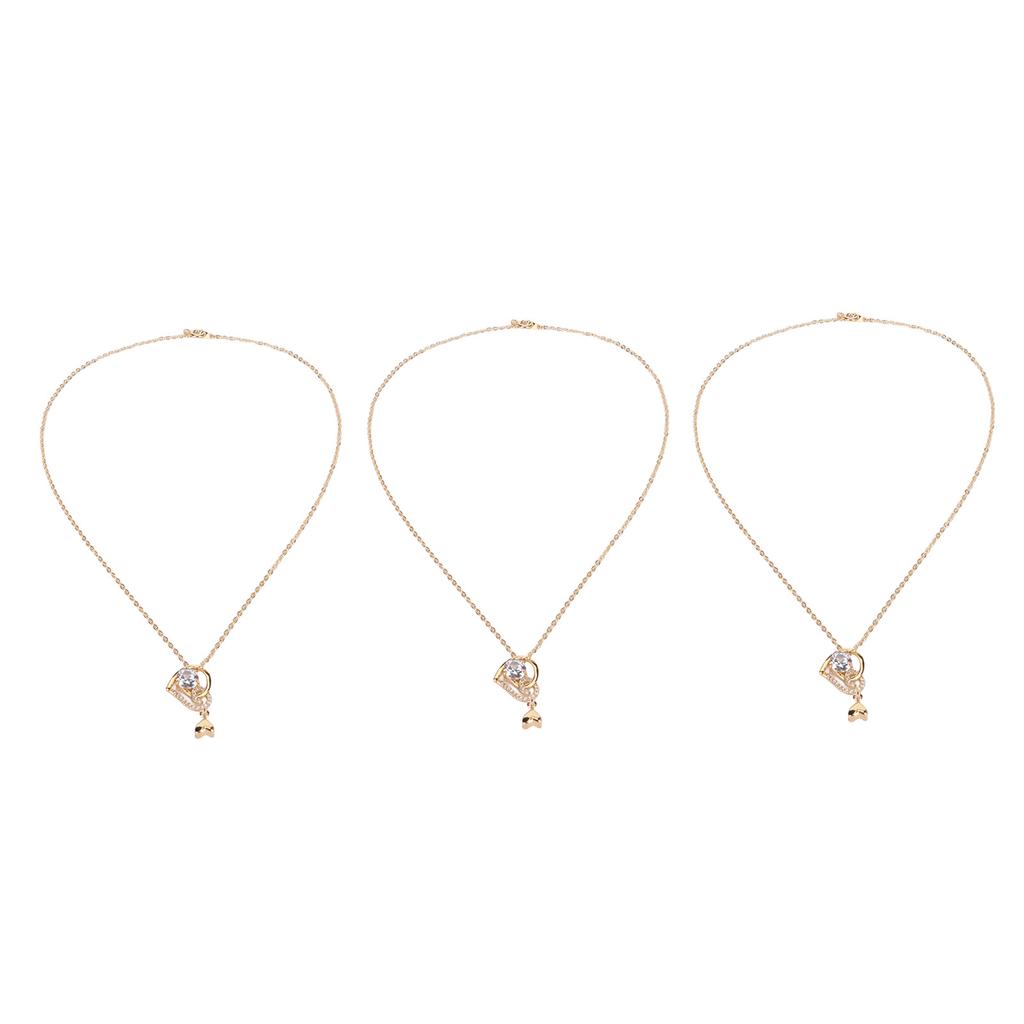 3 Pcs Clavicle Chain Exquisite Stylish Heart Pendant Copper Zircon Necklace for Dating Party