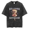 Italian Brainrot Chimpanzini Bananini Vintage Washed T-shirts Banana Monkey Funny Meme T-shirt Casual Geek T Shirts Unisex