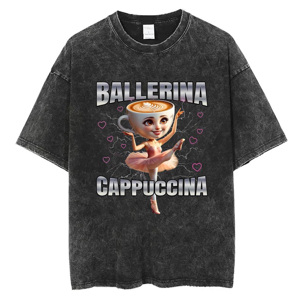 Italian Brainrot Chimpanzini Bananini Vintage Washed T-shirts Banana Monkey Funny Meme T-shirt Casual Geek T Shirts Unisex