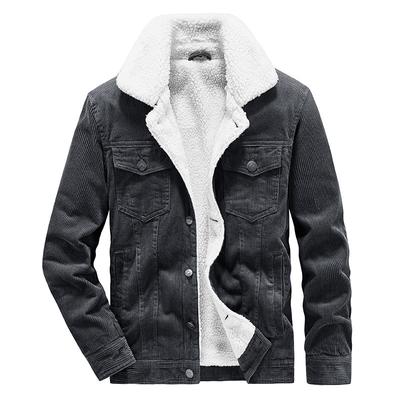 Men's New Winter Corduroy Plus Velvet Thickened Warm Jacket Lapel Casual Men's Youth Jacket Top