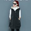 Gilet in cotone da donna senza maniche inverno autunno femminile con cappuccio caldo gilet lungo cappotto solido femminile